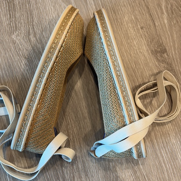 Rothy's Gold Stripe Espadrille with Optional Ankle Ribbon - Picture 9 of 10